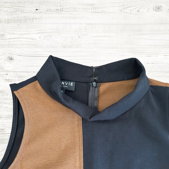 J'ENVIE New York Size Small Sleeveless Brown and Black Color Block Dress - Picture 2 of 3